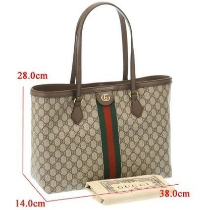 Gucci GG Supreme Ophidia Monogram Medium Shopping Tote Brown Tan Purse