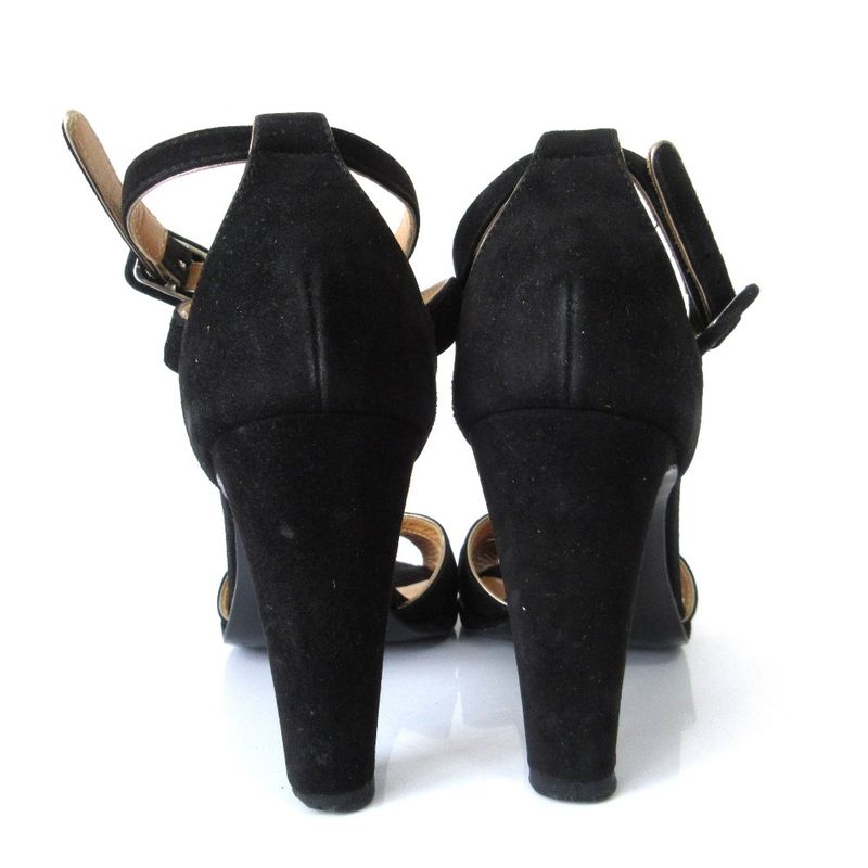Good Hermes Suede Ankle Strap Sandals 34 21cm (8.27in) Equivalent Black Women's