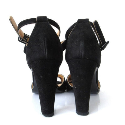 Good Hermes Suede Ankle Strap Sandals 34 21cm (8.27in) Equivalent Black Women's