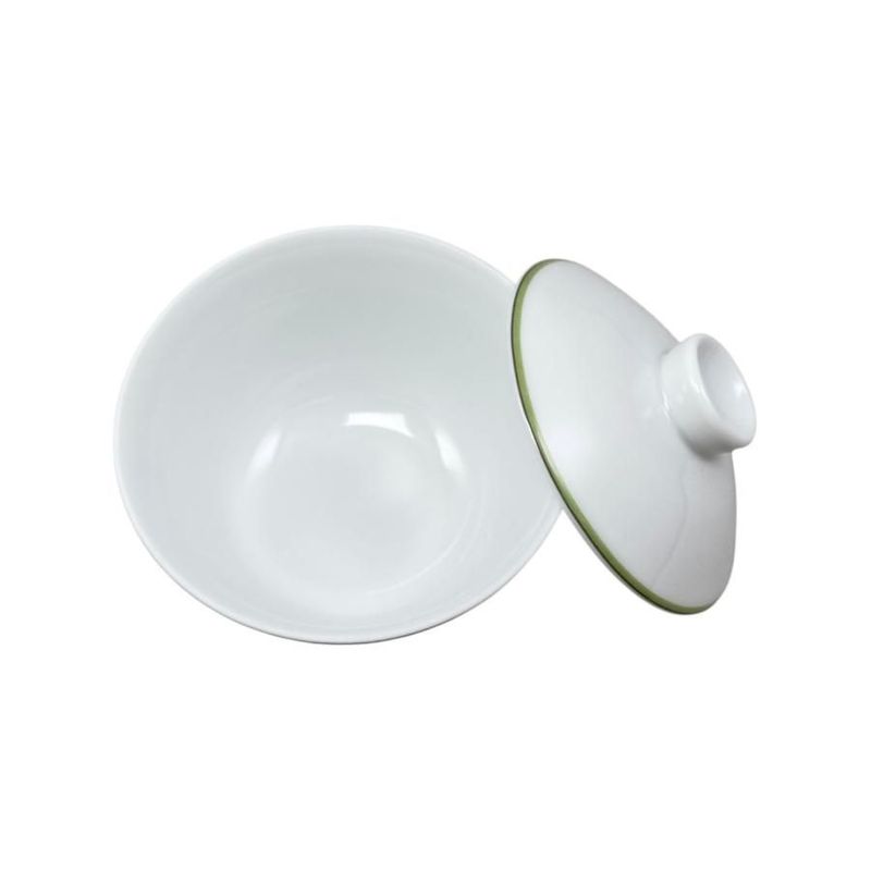 Hermes Teacup Rhythm Asian Teacup and Saucer with Lid H Logo Green White Hermes