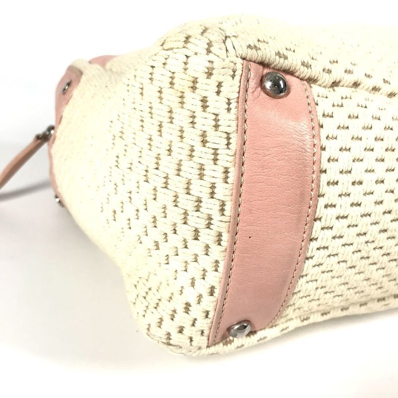 Chanel Shoulder Bag Logo Leather / Canvas Pink