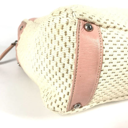 Chanel Shoulder Bag Logo Leather / Canvas Pink