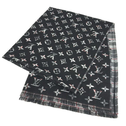 Louis Vuitton Shawl Etoile Check With Louis M76051 Wool Black