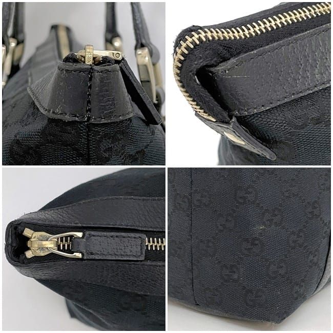 Gucci Tote Bag Black GG Canvas 141470 Excellent Condition Canvas