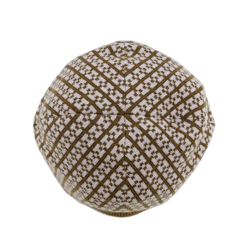 Hermes Knit Hat Beanie Brown Pink M Size Cashmere Hat Cap Women's