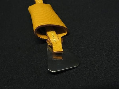 Hermes Mini Clochette Leather Silver Hardware Dog Tag Bag Charm Women's