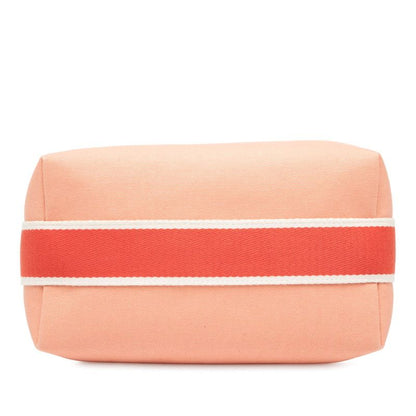 Hermes Brid A Brag PM Handbag Pouch Guava Pink Silver Hardware Canvas Women