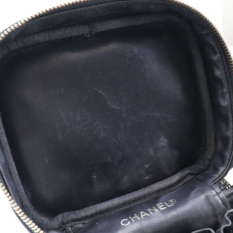 Chanel Vanity Coco Mark Handbag Caviar Skin Black Ladies Handbag