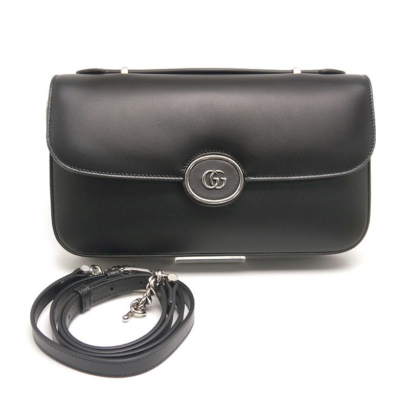 Gucci Petite GG Leather 2WAY Handbag 739721 Crossbody Black