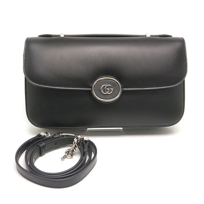 Gucci Petite GG Leather 2WAY Handbag 739721 Crossbody Black