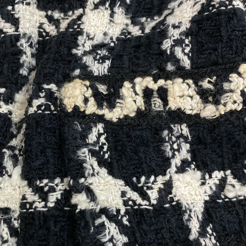 Chanel Jacket Size 42 L Women's P09771 Black And Ivory Tweed / Long Sleeves /