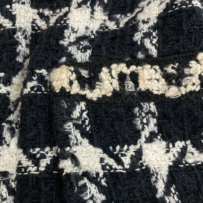 Chanel Jacket Size 42 L Women's P09771 Black And Ivory Tweed / Long Sleeves /