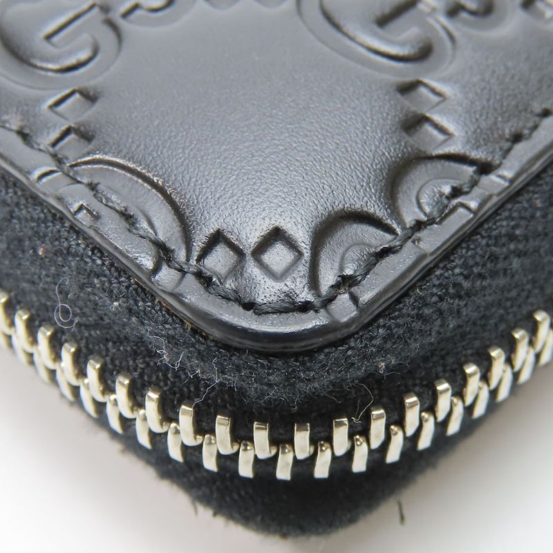 Gucci Long Wallet 473928 Guccissima Black Silver Hardware Round Zipper Shape