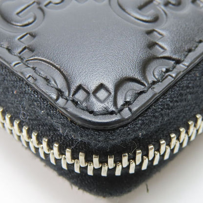 Gucci Long Wallet 473928 Guccissima Black Silver Hardware Round Zipper Shape