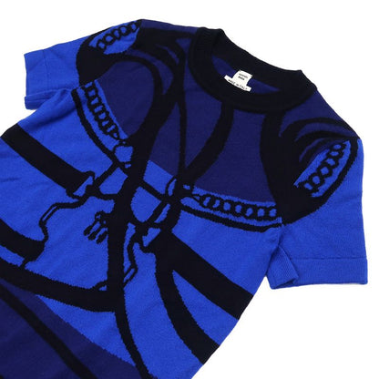 Hermes Short Sleeve Knit Morning Walk 34 Size Blue 2h2645d2 Cashmere