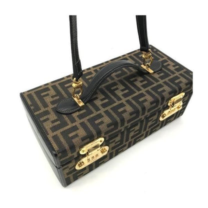 Fendi Zucca Trunk Vanity 2-Way Hand Bag Brown