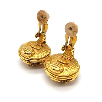 Chanel Earring 95A Gold Coco Mark Faux Pearl Vintage