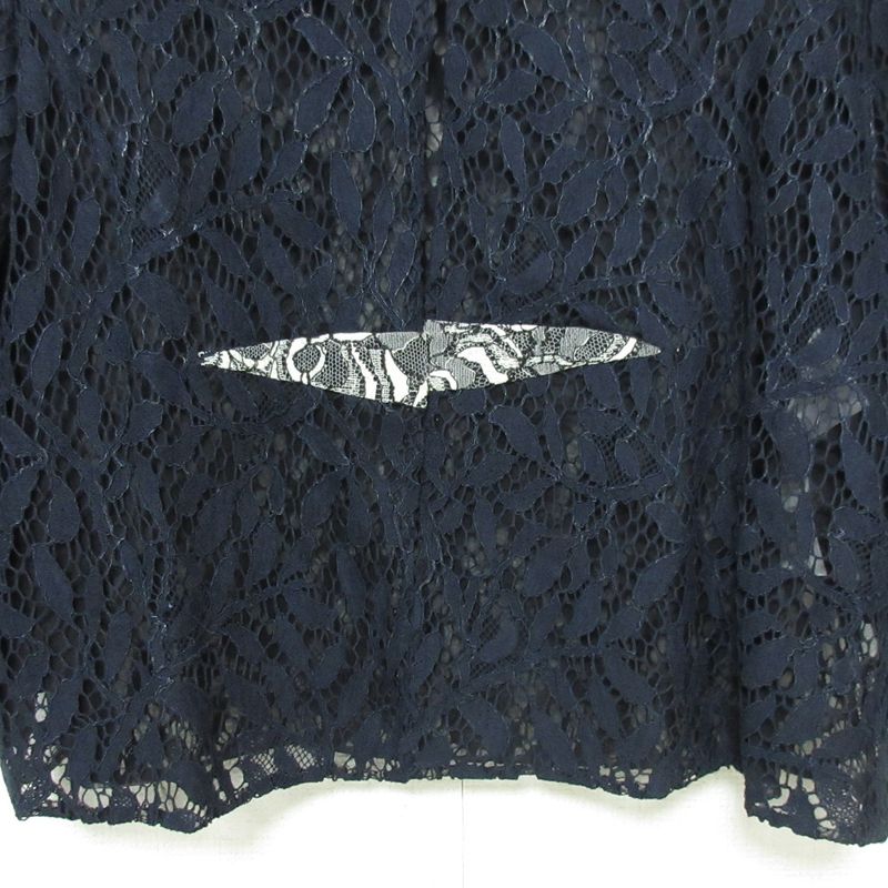 Christian DIOR Raf Simons Period Sheer All Lace Blouse Shirt Size F34 Navy