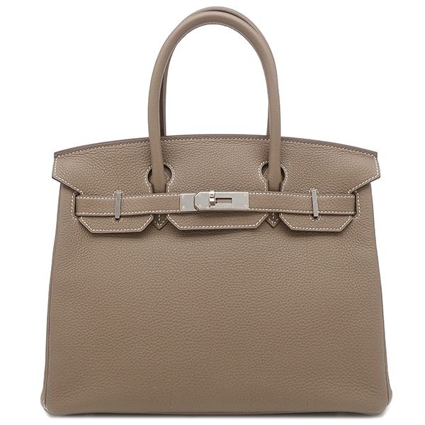 Hermes Handbag Birkin 30 Togo Etoupe Silver Hardware Glazed with Recolor