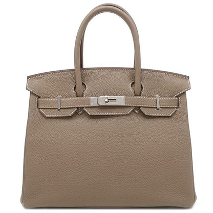 Hermes Handbag Birkin 30 Togo Etoupe Silver Hardware Glazed with Recolor