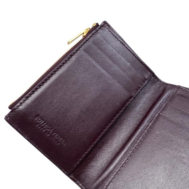 Bottega Veneta Trifold Wallet Maxi Intrecciato 651372 Leather Purple Gold