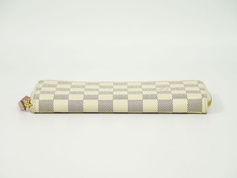 Authentic Louis Vuitton LV Portefeuille Clemence Damier Azure Long Wallet White