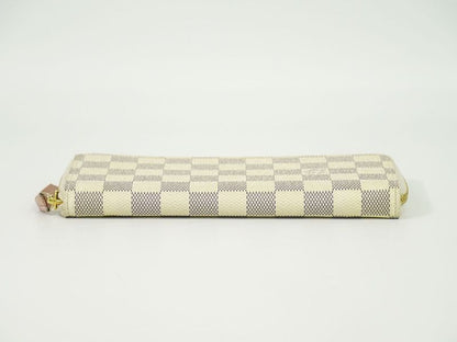 Authentic Louis Vuitton LV Portefeuille Clemence Damier Azure Long Wallet White