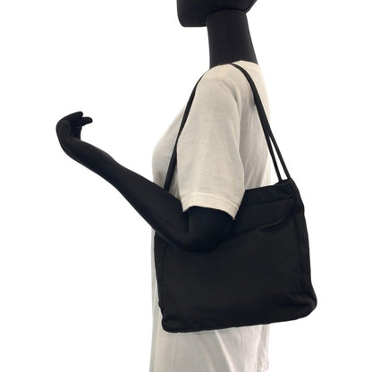 Prada Tessuto Triangle Logo Plate Black Silver Hardware Nylon Tote Handbag