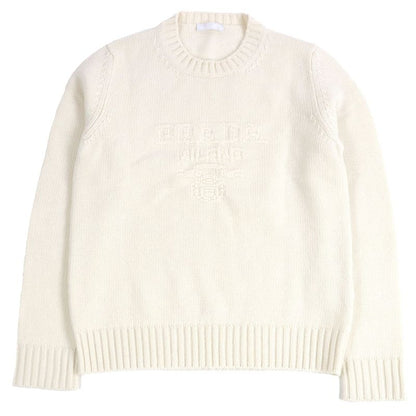 Prada 24AW Umb645 Virgin Wool Cashmere Logo Embossed Long Sleeve Knit Sweater