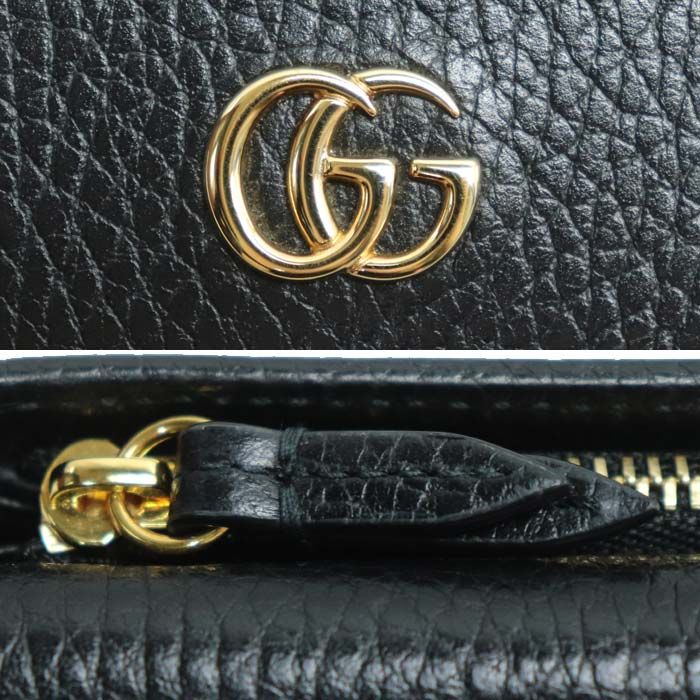 Gucci GG Marmont Compact Wallet Trifold Wallet Black 644407 Ladies Preowned