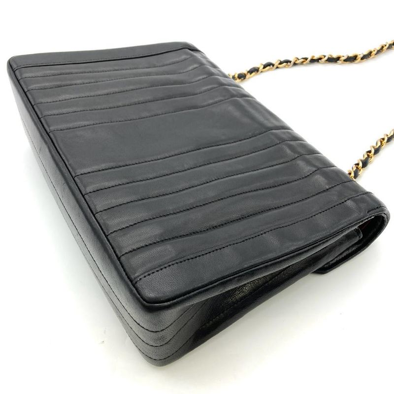 Chanel V-stitch Flap Shoulder Bag Lambskin Black