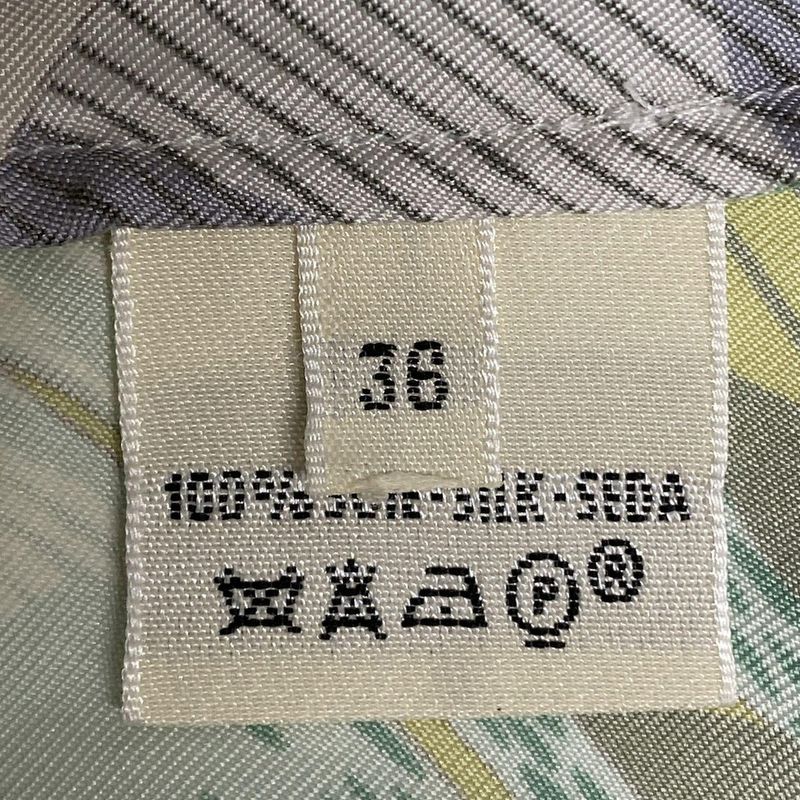 Hermes Long Sleeve Shirt Blouse Size 36 S Women's - Ivory Purple And Multi Silk