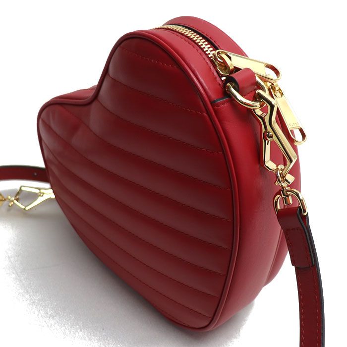 Gucci Interlocking G Heart Quilted Shoulder Bag Red 751628 Ladies Preowned