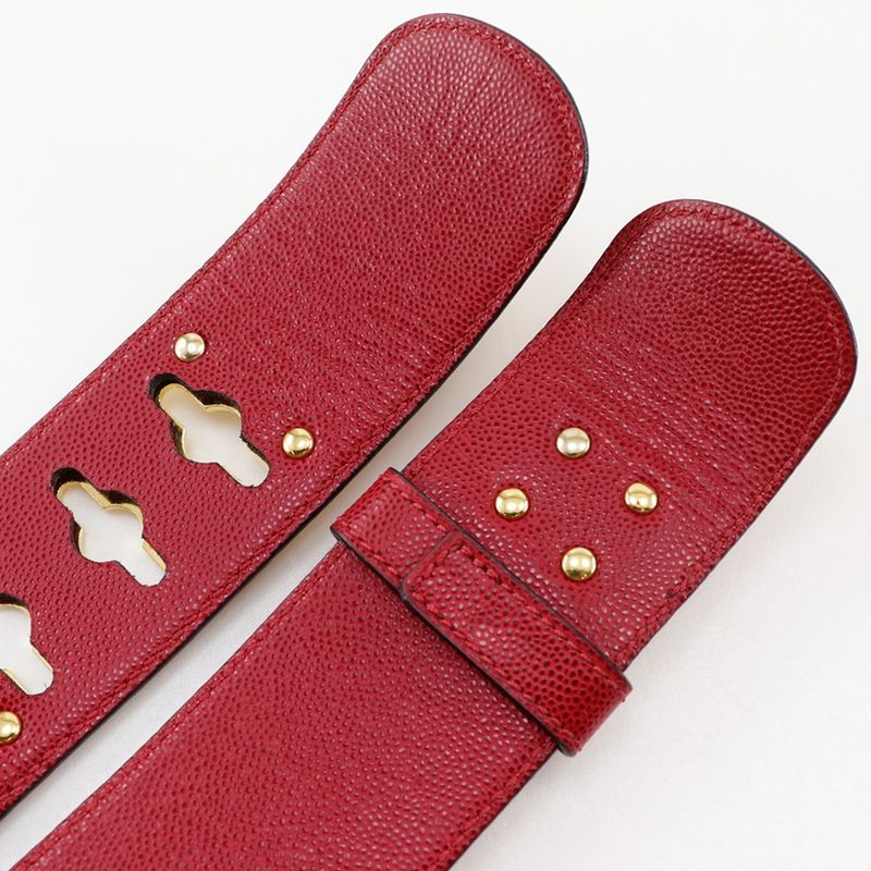 Celine Mantel Chain Leather Red/gold Ladies Belt