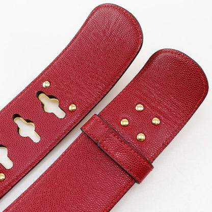 Celine Mantel Chain Leather Red/gold Ladies Belt
