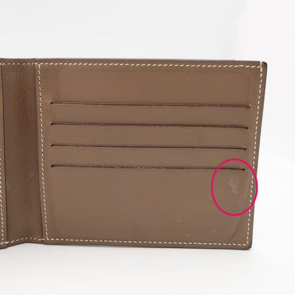 Hermes Wallet Citizen Twill Brown Beige Leather Bifold Women's R