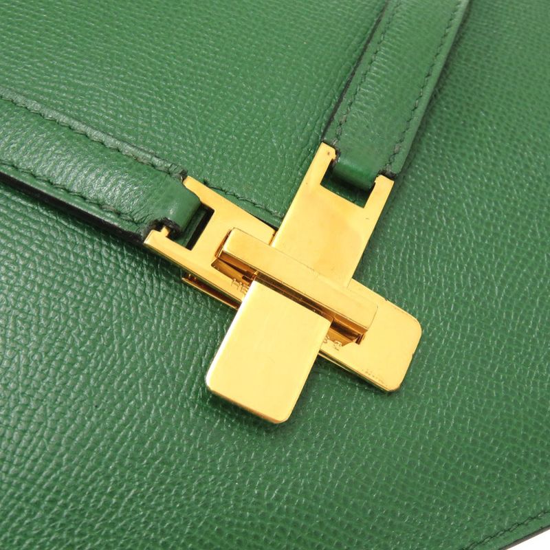Hermes Kelly Cross Courchevel Vert Gold Hardware 00X Engraved Briefcase Bag