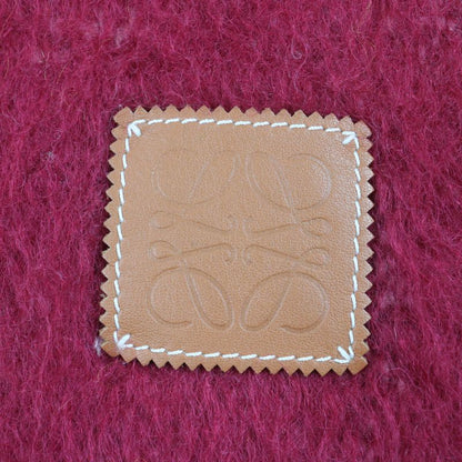 LOEWE Mohair Wool Monogram Leather Scarf With Patch And Fringe Multicolor Made