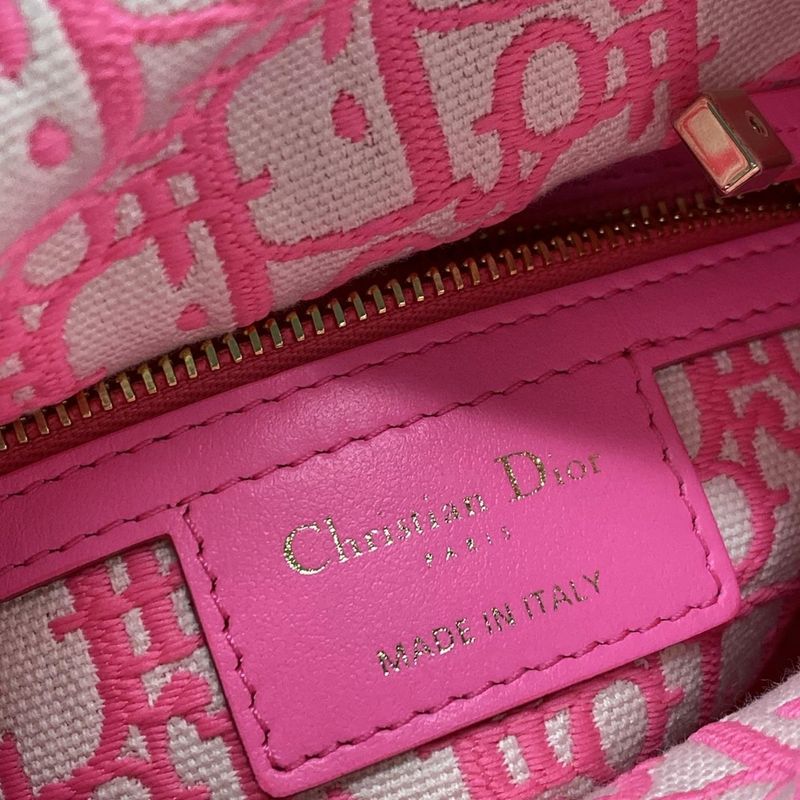 Dior/christian Dior Handbag Lady Dior Medium Bag Beige And Pink And White