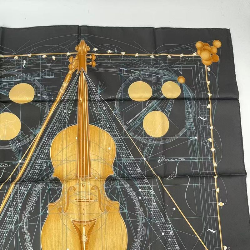 Hermes Scarf Silk Carre 90 Music Of The Spheres La Musique Des Spheres Black