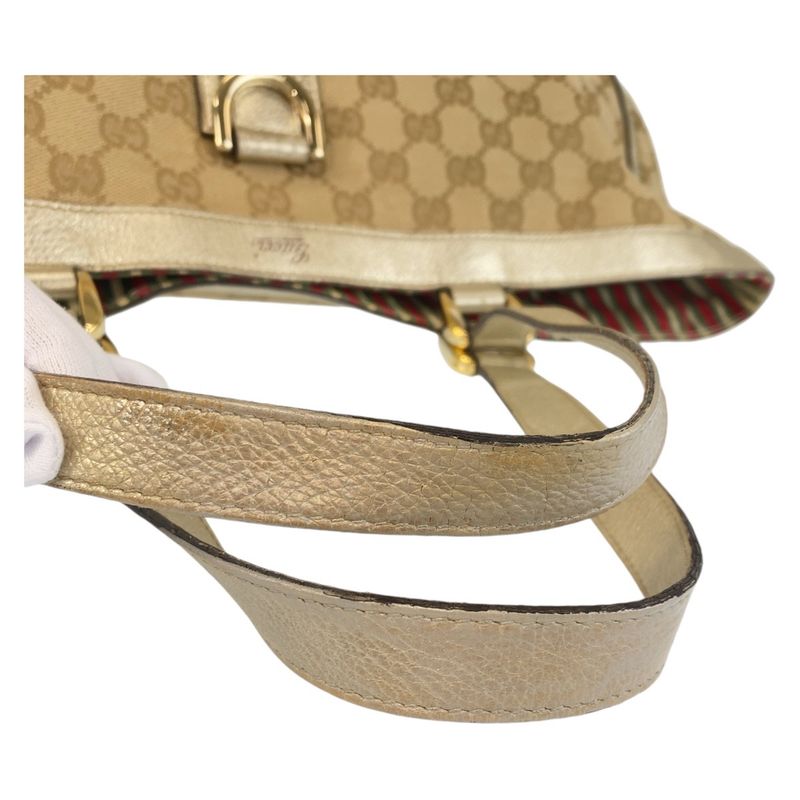 Gucci Abby Beige Gold Hardware GG Canvas/leather 141472 Tote Bag Shoulder Bag