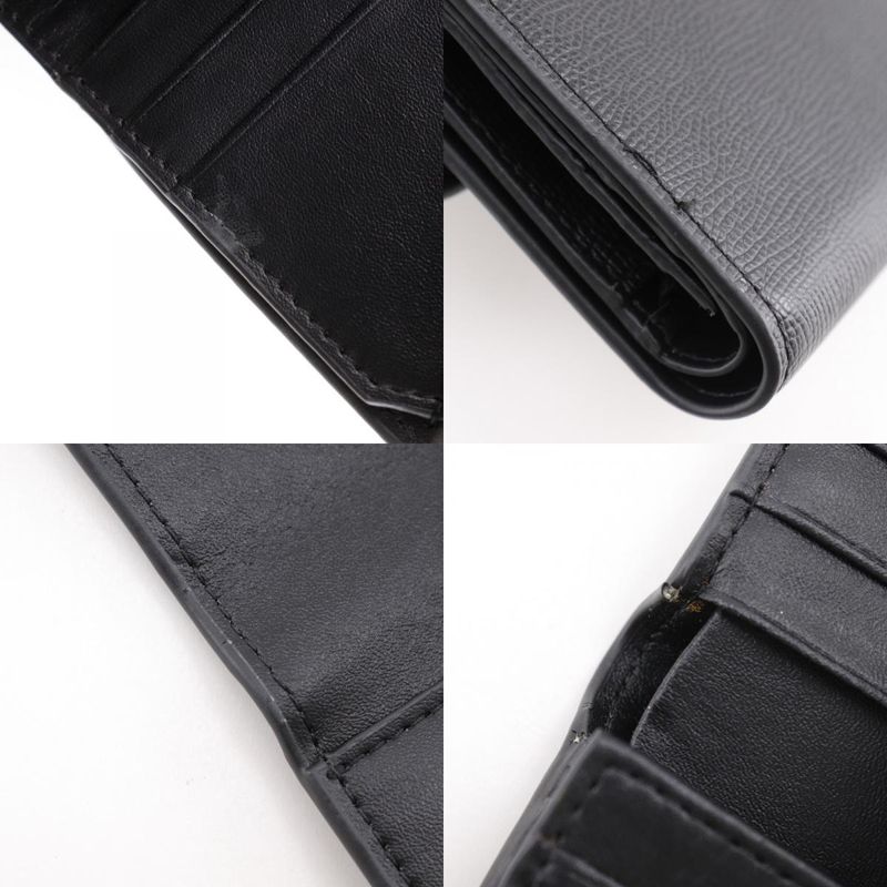 Dior Compact Wallet Calf Black Women's Trifold Wallet