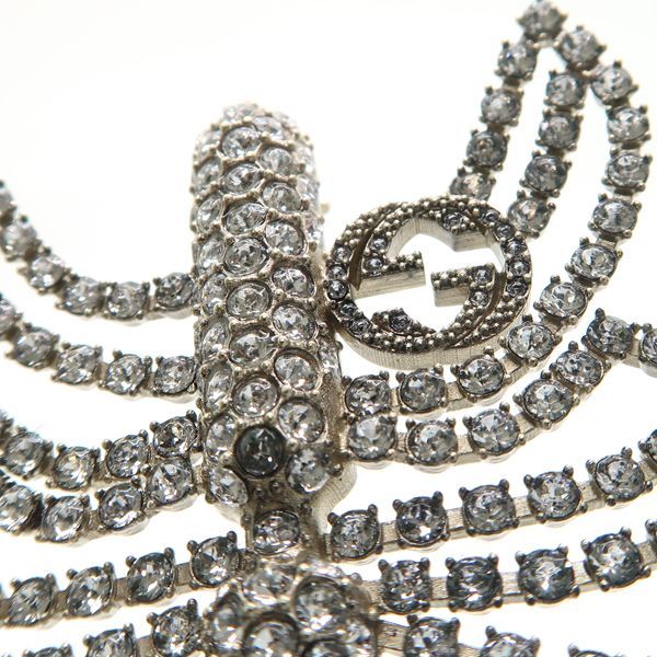 Gucci Brooch Interlocking G Butterfly Rhinestone Metal Gucci