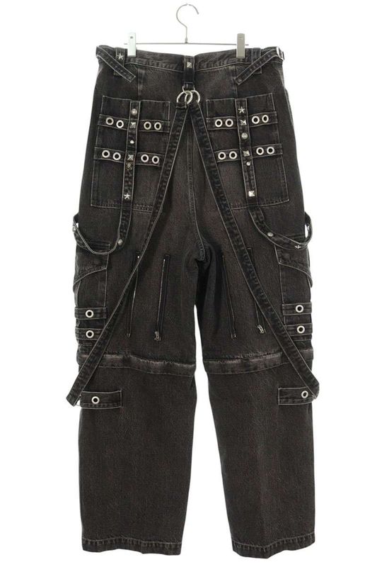 Balenciaga 22SS 681693 Tbp47 Raver Studded Embellished Baggy Raver Denim Pants