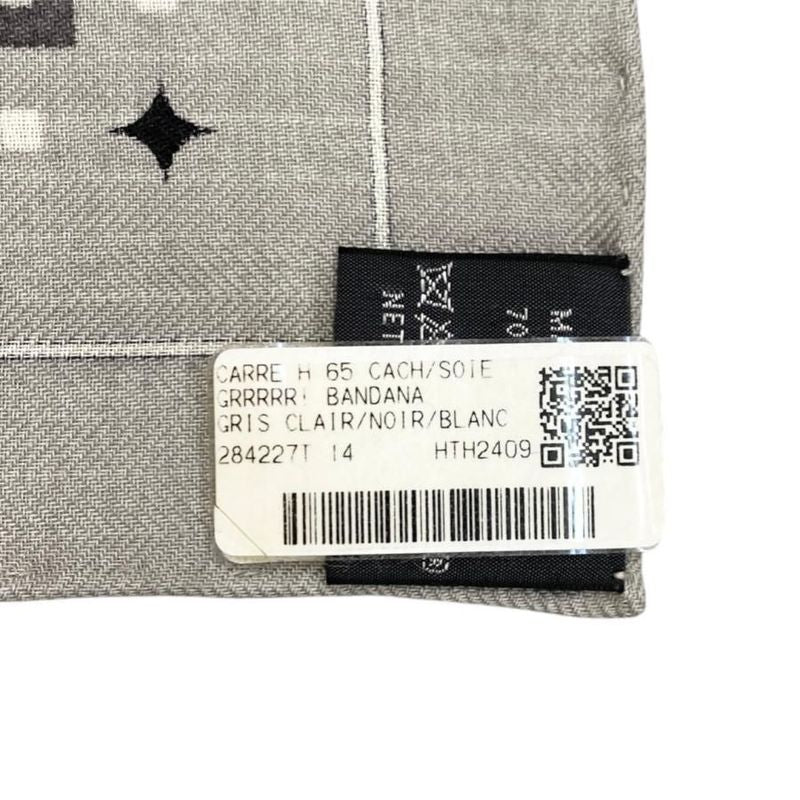 Hermes Bandana Carré H 65 Grrrrrrr! H284227t 14 Gris Cles Noir Black White