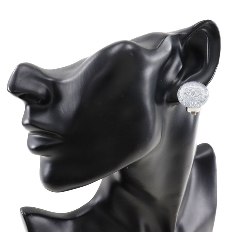 Chanel Coco Mark Plastic Silver 00A Ladies 5.8g Earring