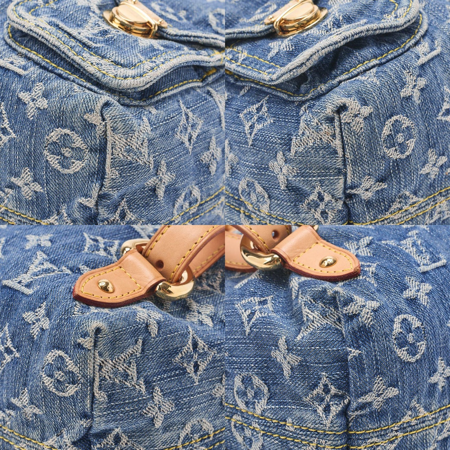 Louis Vuitton Monogram Denim Sac Ado PM M95057 Backpack Blue (gold Hardware)