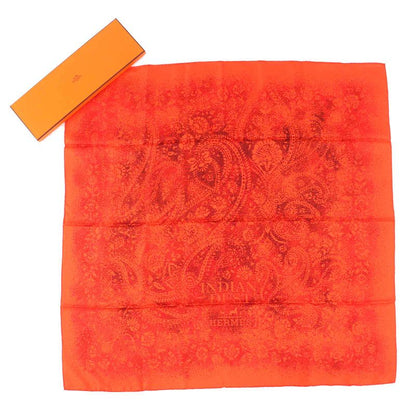Hermes Carré 90 Indian DUST 100% Silk Geranium/rouge Brique Shawl Stole Bandana