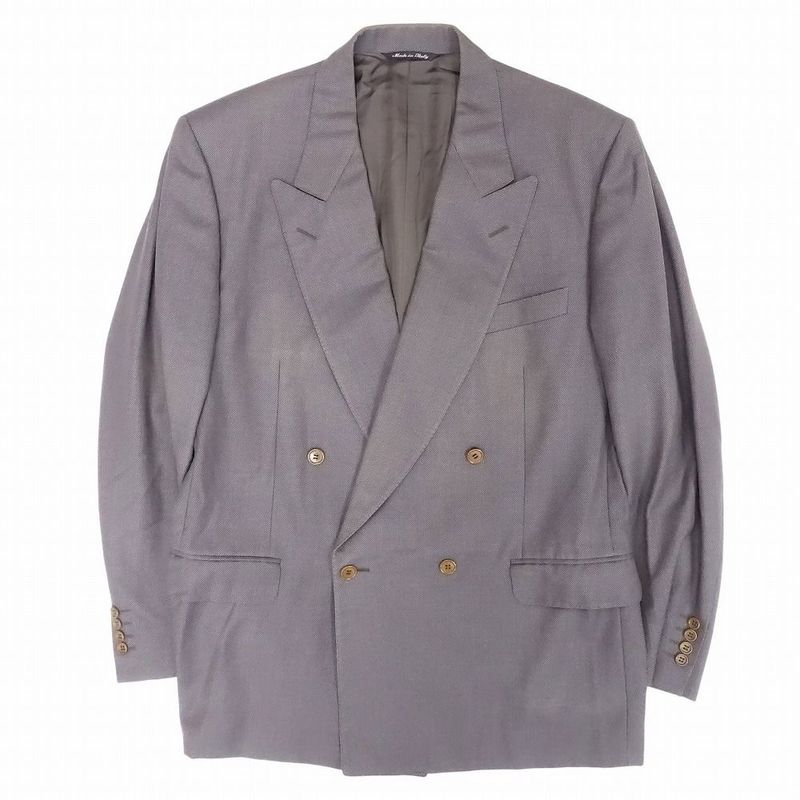 Celine French Double Suit Setup Peaked Lapel Tailored Pants Size 52 XL Gray