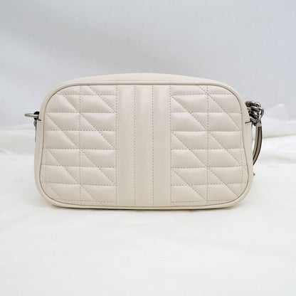 Gucci GG marmont Shoulder Bag Beige Black Quilted Canvas 447632 Women's
